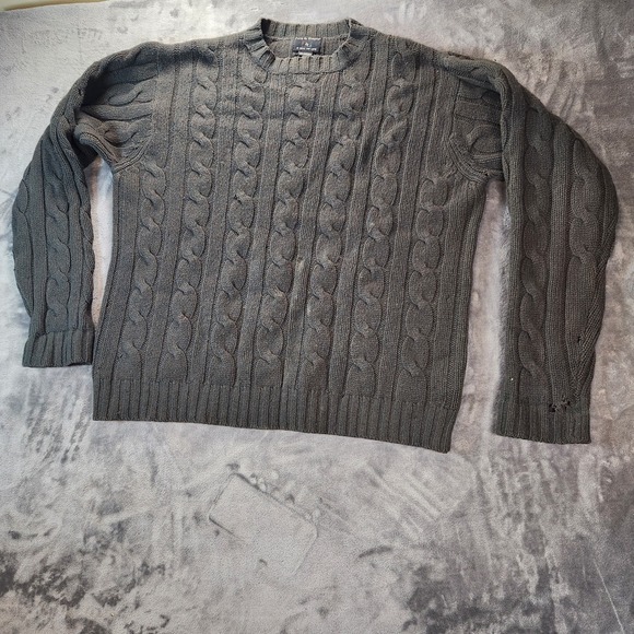 Pure and Simple Other - Fishermans Sweater Mens Large Green Wool Waffle Crewneck Raglan Pure Simple